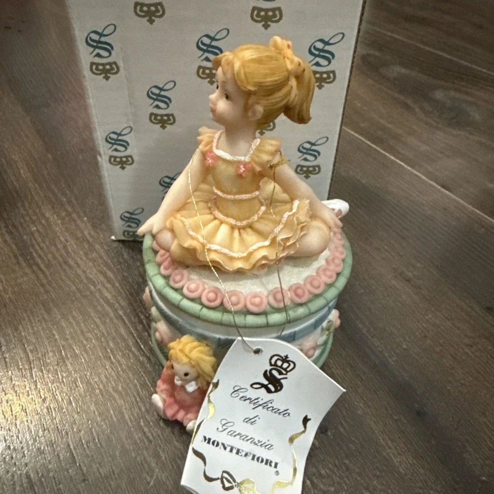 Montefiori Collection Figurine Ballerina Trinket Box Girl Italy Design